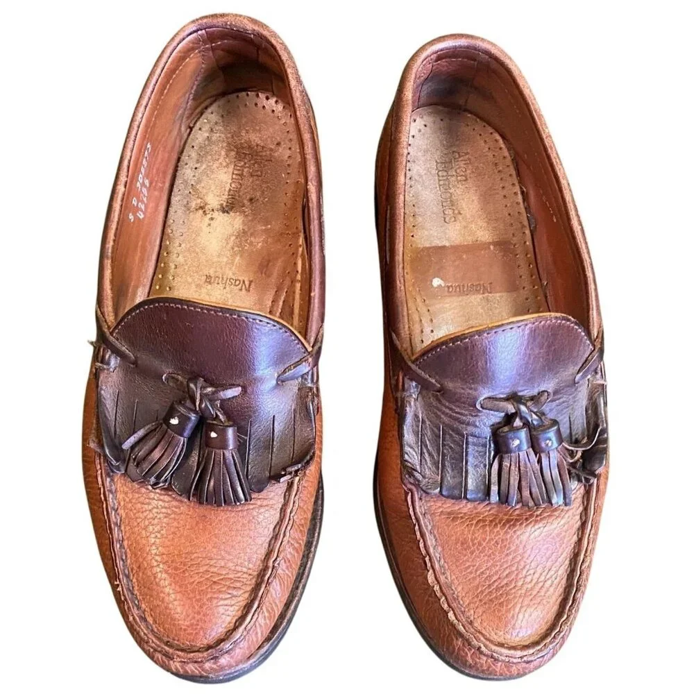 Allen Edmonds Men's Nashua Loafer Shoes Size 8D Brown Leather Tasseled Moc Toe
